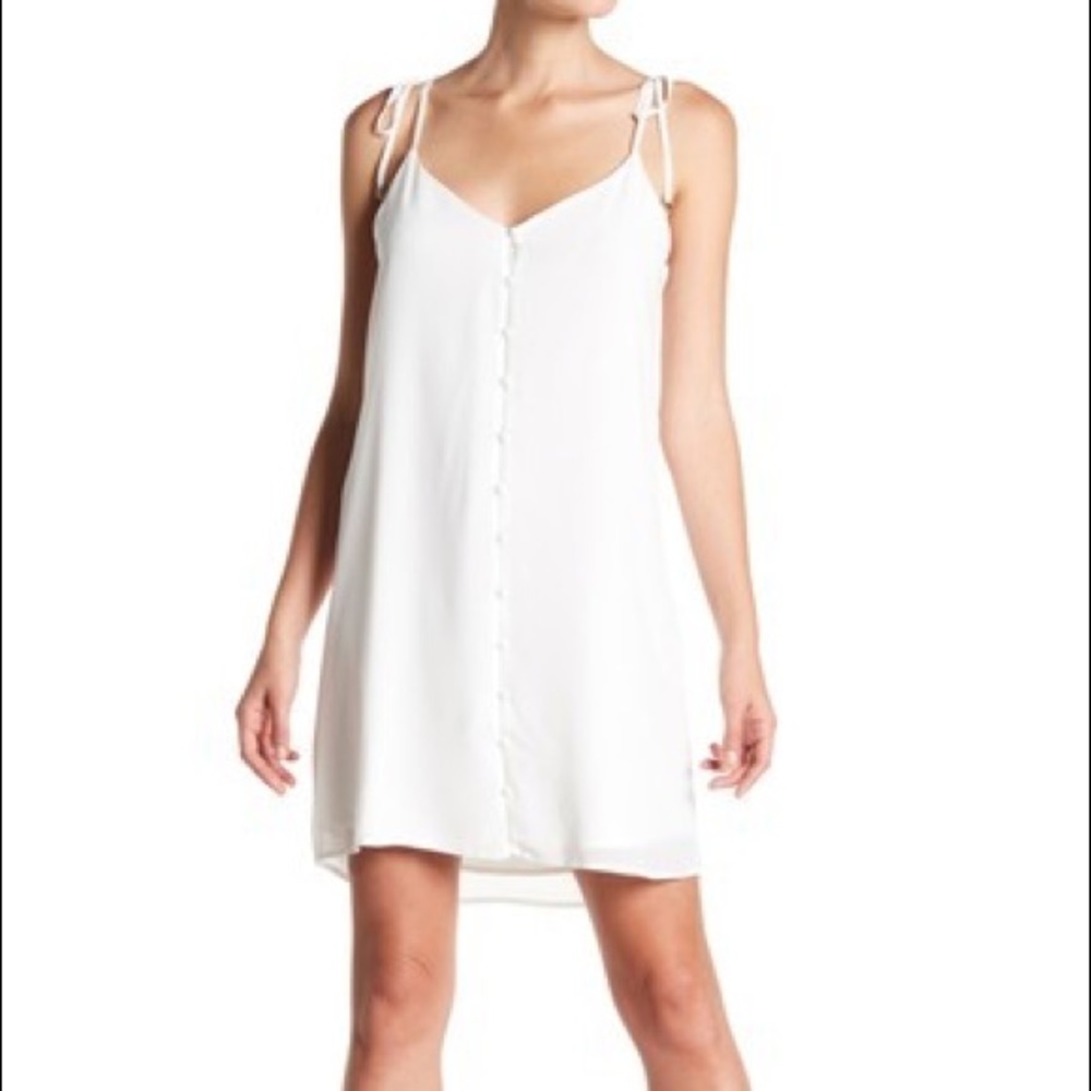 White tie stap button front summer dress